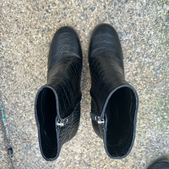 The Kooples ankle bootie WOMENS 5.5 black leather croc embossed georgette boot - Picture 14 of 14